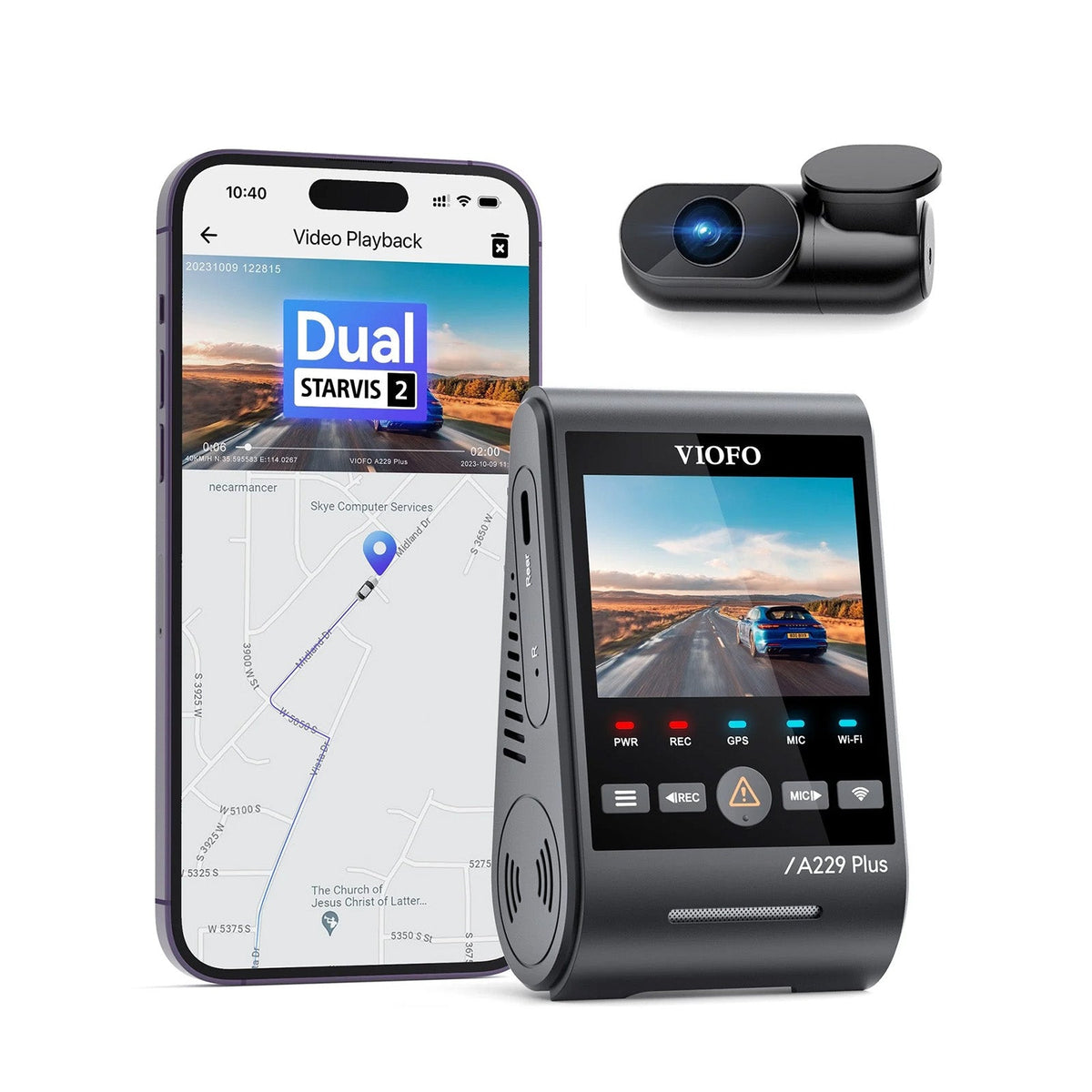 VIOFO A229 Plus 2CH front and rear dash cam kit