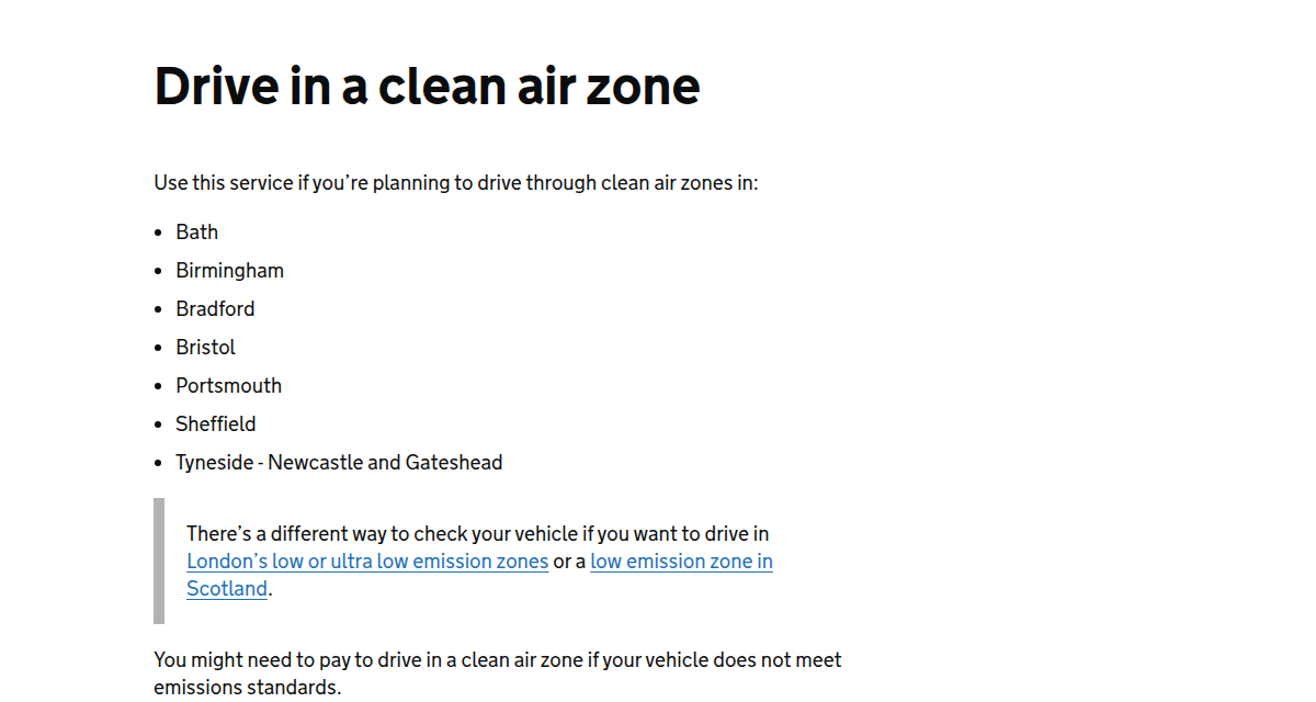 Shortlisting a used car? Check its Clean Air Zone costs before you agree a price