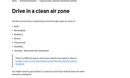 Shortlisting a used car? Check its Clean Air Zone costs before you agree a price
